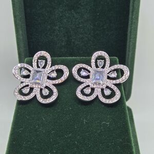 Dazzling Silver Floral Earrings
